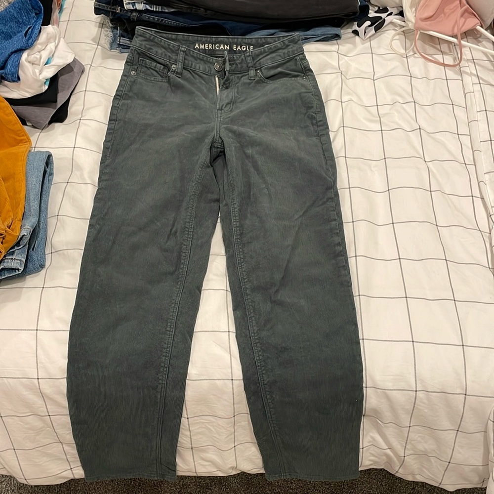Green corduroy pants